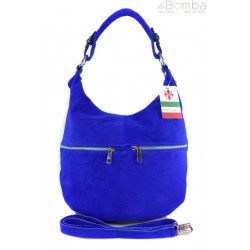Klasyczny worek na ramię ,zamki suwaki XL A4 Shopper bag zamsz naturalny chabrowy W345BT