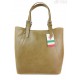 Włoska torebka skórzana na ramię ,Vera Pelle A4,shopper Beżowa V77T