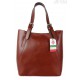Włoska torebka skórzana na ramię ,Vera Pelle A4,shopper Brązowa V77M