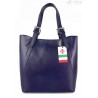 Włoska torebka skórzana na ramię ,Vera Pelle A4,shopper bag Granatowa V77BS