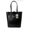 Duży shopper bag na ramię Vera Pelle , Włoska skórzana torba Czarna SBKB11N