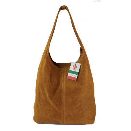 Zamszowy worek , Włoska skórzana torba xl a4 Camel shopper bag W356C