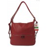 Torebko plecak,Włoski worek na ramię Vera Pelle,pojemny A4 czerwony STZ34R