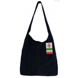 Zamszowy worek , Włoska skórzana torba xl a4 Granatowy shopper bag W356BS