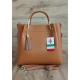 Włoski kuferek Shopperka A4 ,złote okucia + frędzelek Vera Pelle Camel KLV33C