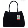 Duża włoska torba XL- A4 , worek na ramię , zamsz naturalny Vera Pelle ,Czarna WGXL5N