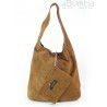 Worek zamszowy Shopper Bag , Włoska skórzana torba XL A4 Camel W456C