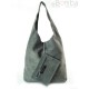 Worek zamszowy Shopper Bag , Włoska skórzana torba XL A4 Szary W456G