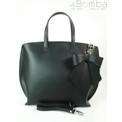 Czarna Włoska torba A4 Shopper Bag Vera Pelle SB689N