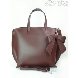 Bordowa Włoska torba A4 Shopper Bag Vera Pelle SB689RR