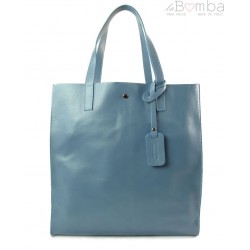 Duży pojemny worek Shopper bag na ramię Vera Pelle Błękit ciemny GL46B2