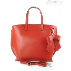 Włoska torba A4 Shopper Bag Vera Pelle Czerwona SB689R2