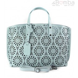 Shopper Bag Vera Pelle Ażurek błękitna SB543BB