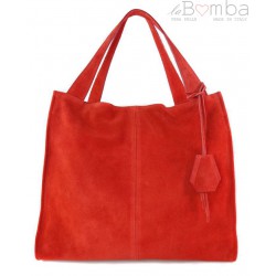 Duża zamszowa torba XXL Shopper bag ,worek Vera Pelle pojemny Czerwony WK799R